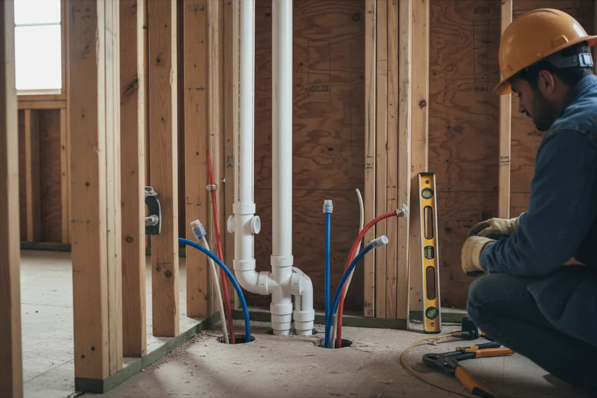 Drain and supply rough-in during Leak Detection in Oak Brook